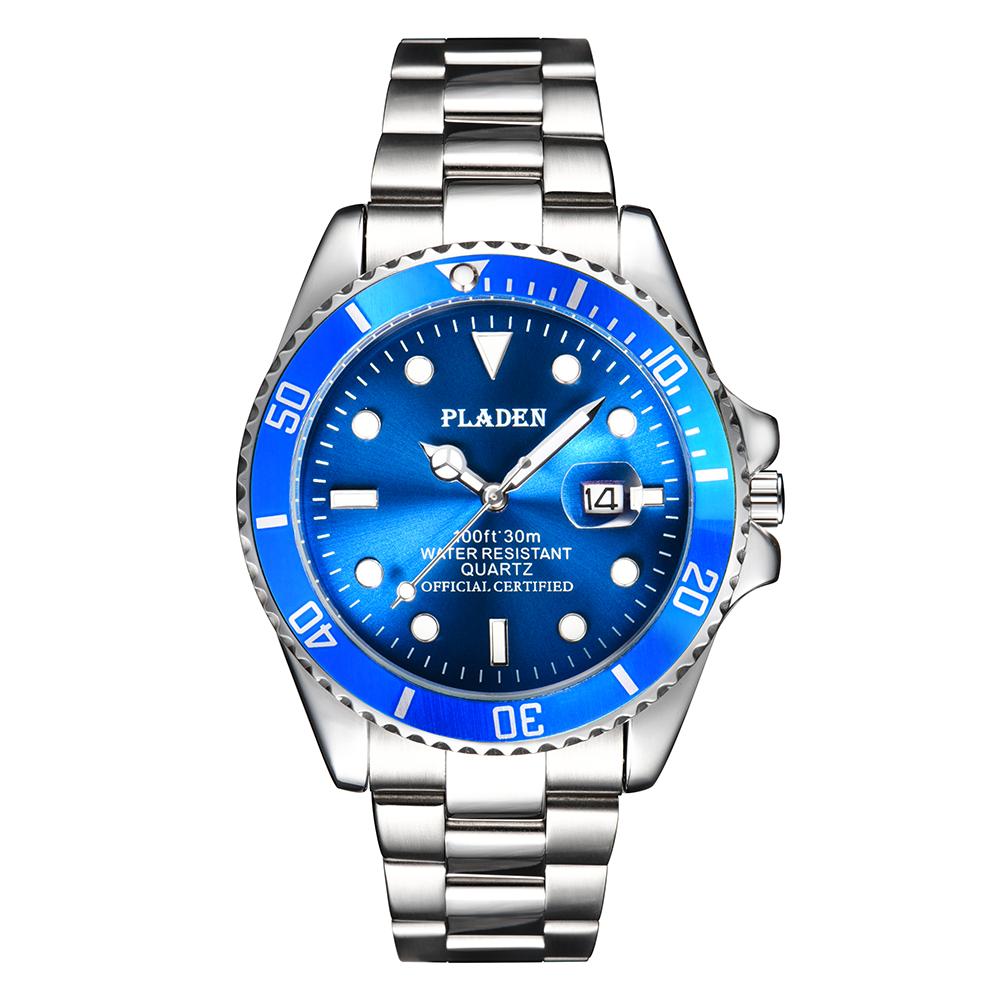 PLADEN Luxury Mens Watches Fashion Sport Chronograph Bezel Quartz Wristwatch Casual Stainless Steel Dive Clock Relogio Masculino