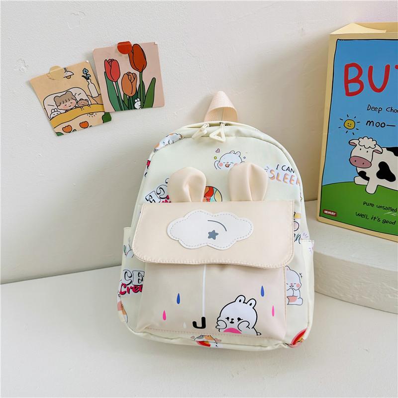 Kids Backpack With Cartoon Rabbit Print And Ear Design For School Outings And
