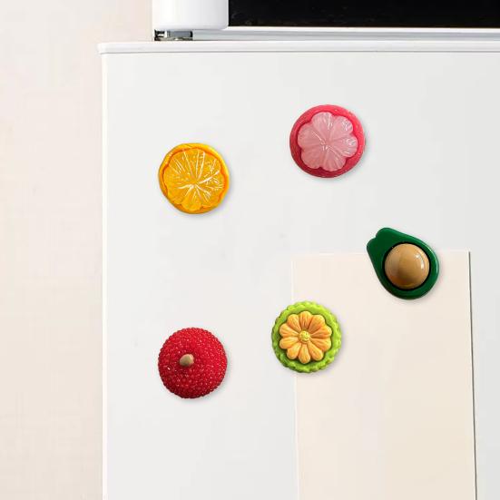 5Pcs 3D Simulated Fruit Refrigerator Magnet Resin Waxberry Orange Avocado Mangosteen Magnet Home Kitchen Office Whiteboard Locker Decor