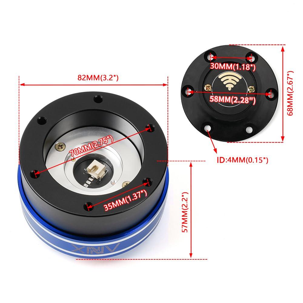 ZS Steering Wheel Hub Adapter, 6-Hole, 70mm, for Racing Simulator Games, M-OZA S-imagic M10 A/Mini European Trucks (Blue)