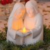 Nativity Set for Christmas Indoor,Ceramic Nativity Scene with Light, Porcelain Statue Sculpted Hand Painted Figurine, Holy Family Manger Scene Tableto