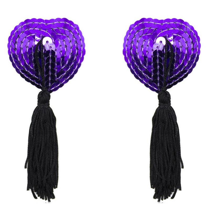 Блестящие накладки на соски в форме сердца с кисточками - Силиконовые пастилки Аксессуары для нижнего белья