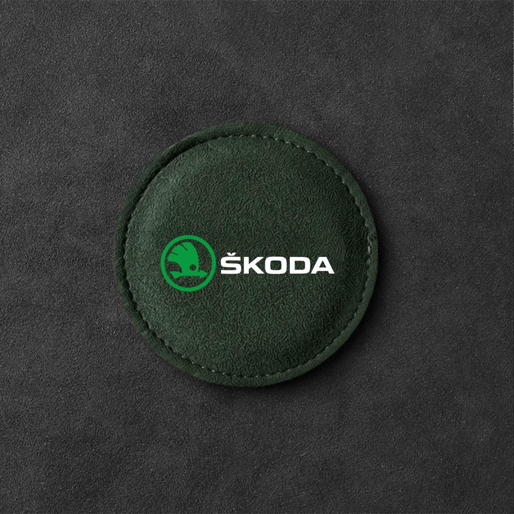 AAFM1 1/2/4pcs Car Water Cup Bottle Holder Anti-slip Pad Fur Mat For Skoda S Logo Octavia Mk3 Fabia 2 Superb 2 Kamiq Kodiaq VRS VII