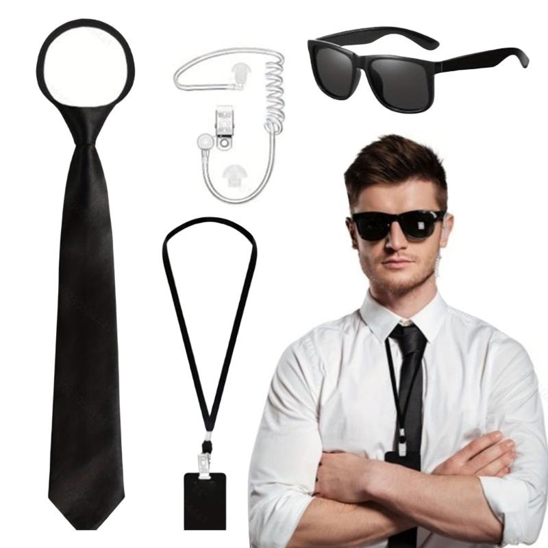 Secret Service Costume Security Guard Costume Accessories Set Secret Agent Cosplay Costume Halloween Cosplay Costume