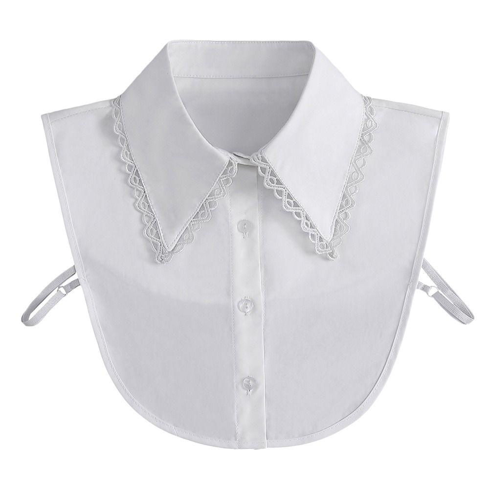 Мода 2023 года, белый искусственный воротник спереди для женщин, съемный воротник-стойка, винтажная кружевная женская блузка с воротником-стойкой для девочек