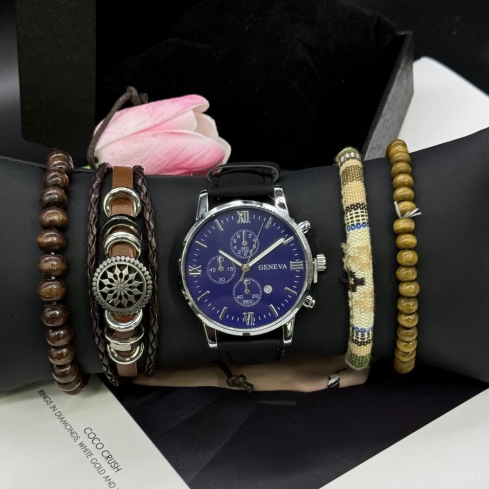 5 шт. Классические часы класса люкс для большого бизнеса, браслет, циферблат, водонепроницаемый циферблат, минутная шкала, коробка в комплекте для спорта, бега на открытом воздухе