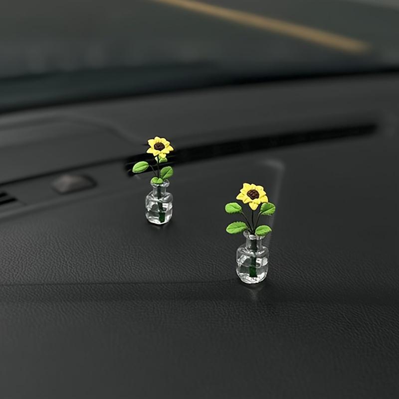 Подсолнух Отделка приборной панели и окна автомобиля Милые креативные аксессуары для интерьера автомобиля, декор приборной панели