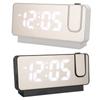 Проекционный будильник с USB-зарядкой, белый свет, функция повтора сигнала, регулируемая яркость, светодиодное зеркало