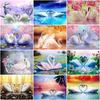 DIY 5D Diamond Painting Swan Animal Mosaic Full Round Diamond Embroidery Landscape Lake Rhinestone