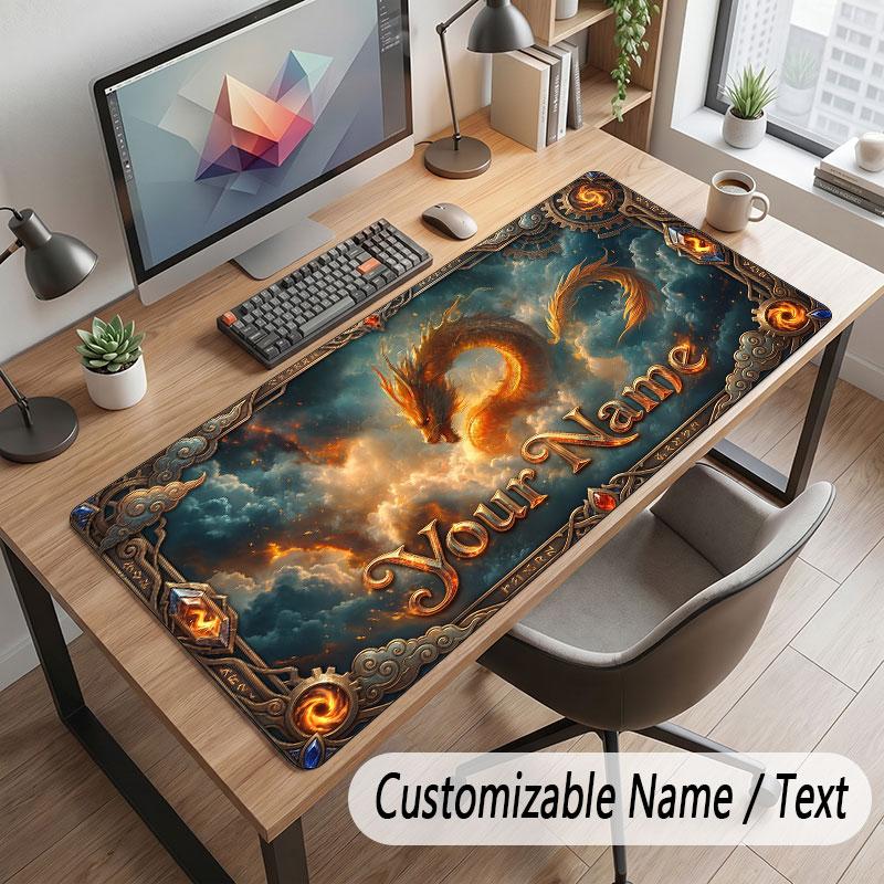 Dragon Theme Customized Mouse Pad Personalized Print Name Text Desk Mat For Home Office Table Decor