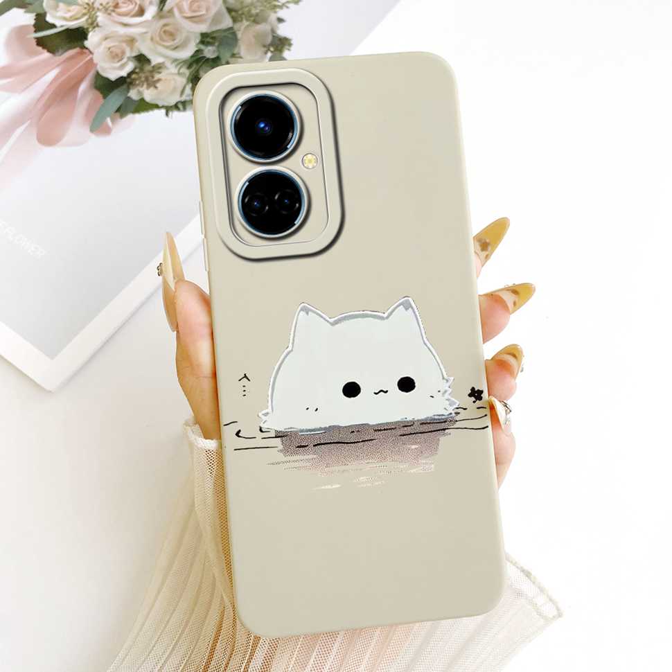 For Tecno Camon 19 CI6n Case Blue Pattern Cat Cover Soft Silicone Casing For Tecno Camon 19 Camon19 Cover Phone Shell