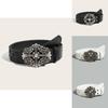 Модный панк ремень из искусственной кожи с крестом и цветком, застежка на кнопку для подросткового стиля