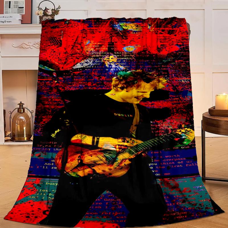 1PC Ed music Guitar Flannel Blanket Gift, Suitable for Both Men And Women, Soft Ideal for Beds And Sofa, Birthday Or Christmas Gift