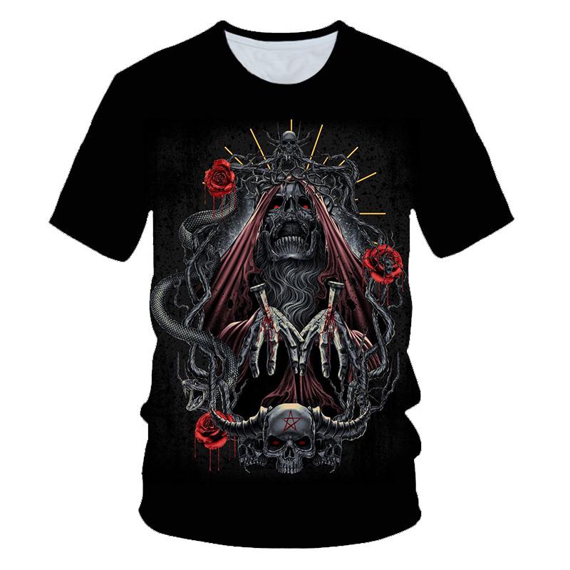 Skull Beauty Rock Cool 3D T Shirts Mens Motorcycle Punk 3D Printed T Shirt Men Clothes Tshirt Summer Top Homme Hipster Pop Shirt
