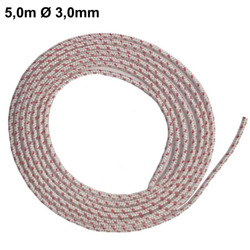 Starter rope for lawn mower pull cord 5 0 meters long with 3 0mm diameter replacement part suited for various garden machinery