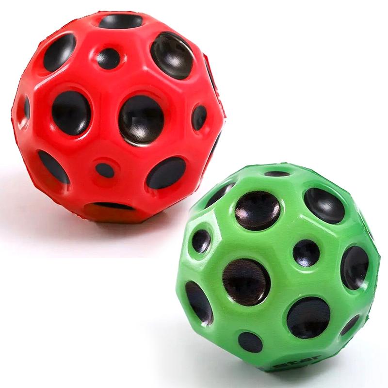 2 шт., мяч для прыжков, мягкие игрушки из пенополиуретана, антистресс в форме луны, пористые надувные космические шары, высоко прыгающие лунные антистрессовые шарики для детей и взрослых