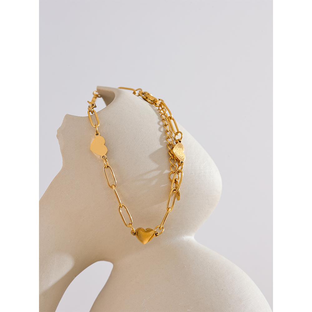 Eetit Модный браслет-цепочка из нержавеющей стали с сердцем ручной работы, водонепроницаемый повседневный браслет-шарм, ювелирные изделия на запястье, бижутерия для женщин