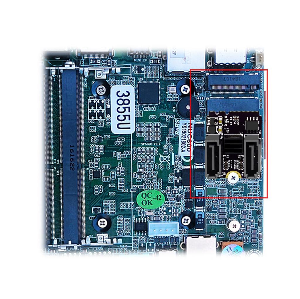 Адаптер-карта PCIe 3.0 M.2 NGFF с ключом A+E на SATA (2 карты), 6 Гбит/с, с чипом JMB582, для SSD типоразмера 2230 в ПК-серверах.