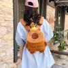 Capybara Plush Backpack: Cute Cartoon Design, Large Capacity, Crossbody Style In Orange