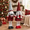 Christmas Black Red Checked Gnome Figurine Adjustable Standing Xmas Decor
