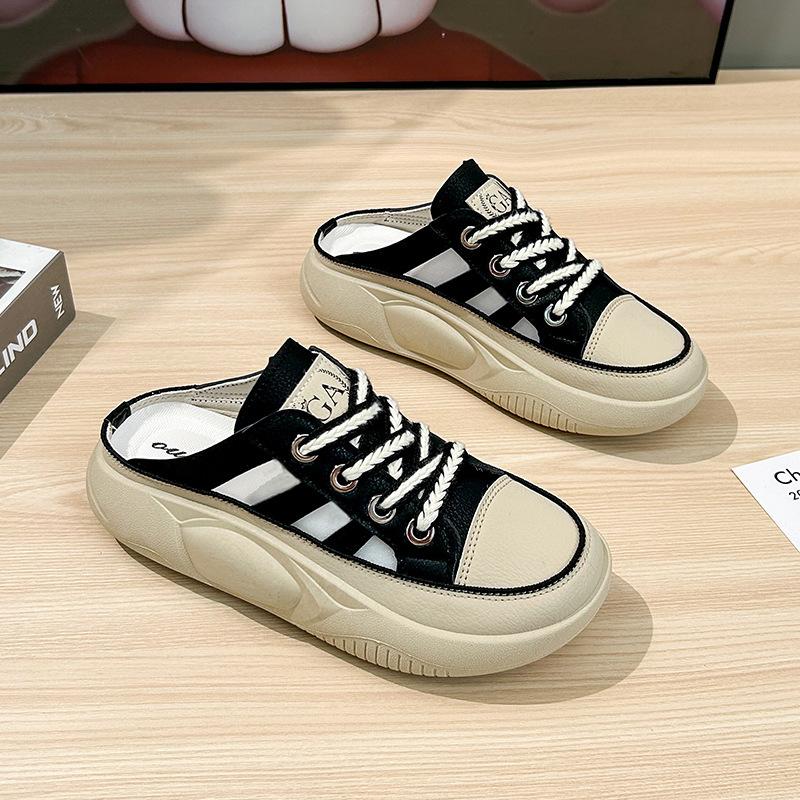 Baotou полутапочки женские верхняя обувь лето 2025 новые повседневные однопедальные ленивые тонкие белые туфли Q216