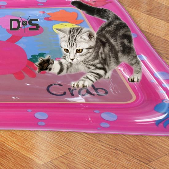 Коврик с датчиком воды для кошек, утолщенный сенсорный игровой коврик с рыбным узором, надувной охлаждающий комфортный летний коврик для воды для домашних животных