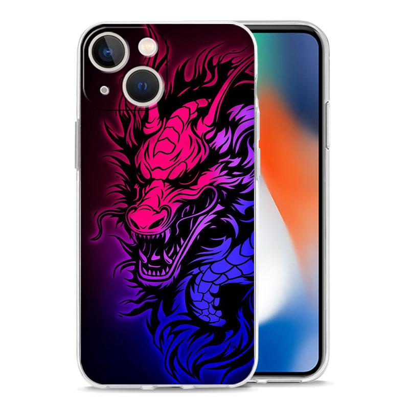 Чехол для телефона iPhone 17 Air Cases iPhone 16 15 12 13 14 Pro Max SE 7 8 Plus iPhone11 Прозрачный Мягкий Чехол Дракон