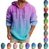 Men's Hooded T-shirt Gradient Color Cotton And Linen Men's Casual Long-sleeved Top