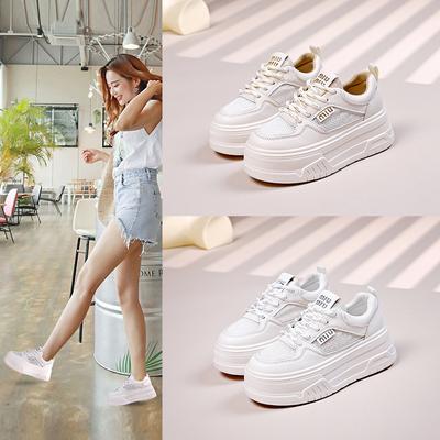 Маленькие белые туфли женские летние одинарная сетка дышащие толстая подошва увеличивающие рост повседневные туфли маленький универсальный размер 34 взрывные туфли-маффины