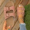 Fashion Fashion Double Buckle Cork Slippers Women 2025 Summer Open Toe Flat Clogs Shoes Woman Plus Size 35-43 Non Slip Beach Sandals
