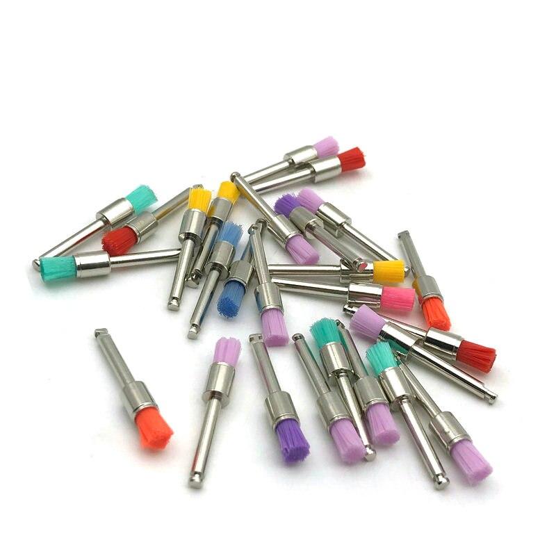 100 шт., стоматологические красочные нейлоновые защелки, плоские полировальные полировальные щетки, профессиональные щетки, полировальная щетка, продукт для стоматологической лаборатории