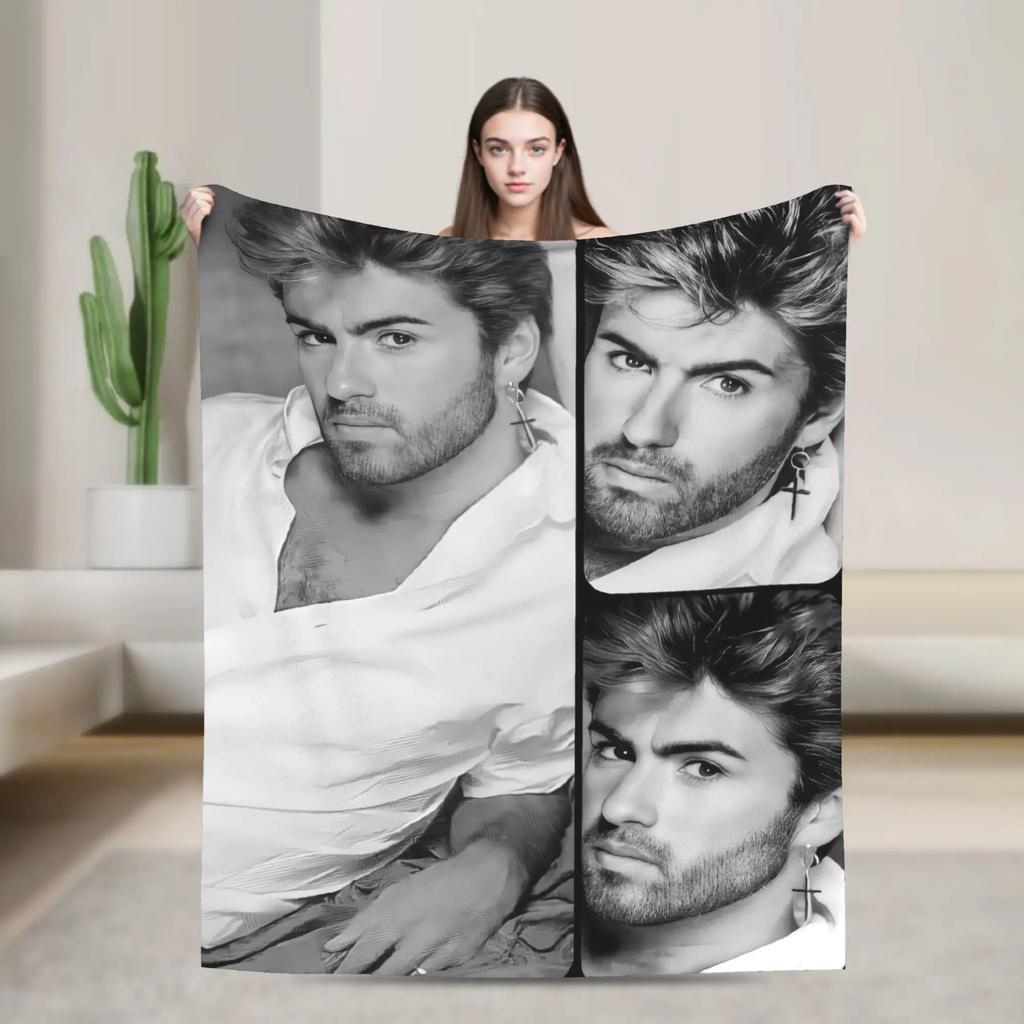 George Michael Blanket Quality Warm Soft Throw Blanket for Winter Home Decor Bedspread for Students Funny Design Cozy Comfort