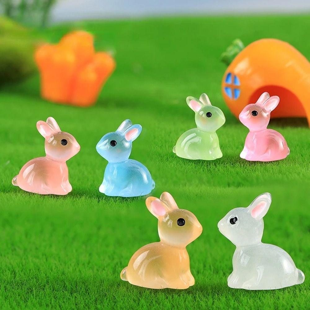 Gardening Luminous Bunnies Cute Miniature Figurines Microlandscape Mini Rabbit Ornaments