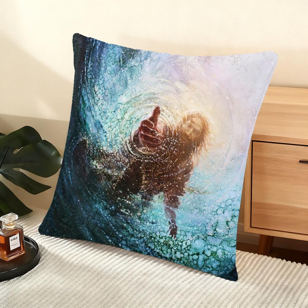 Jesus Cushion Cover Soft Short Plush Pillow Cover Smooth Cozy Texture Aesthetic Cushion Case Home Decor