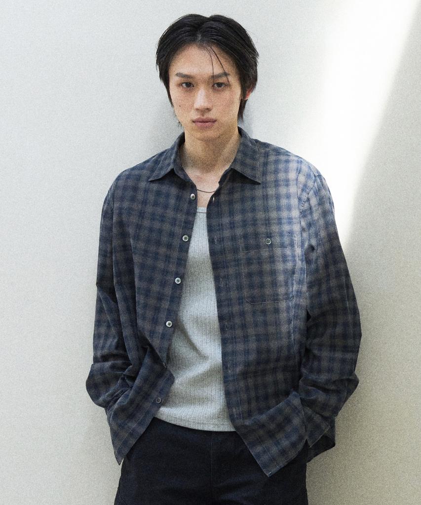 SLOWACID Garment Dyed Check Shirt [Blue]