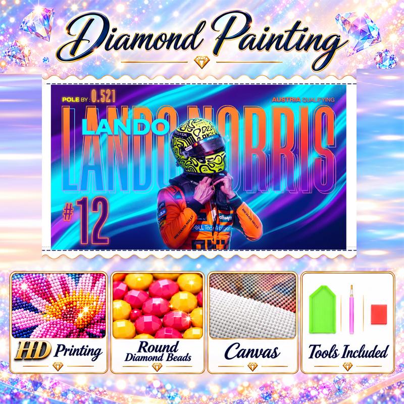 Lando Norris 5D Diamond Painting Kit DIY Full Drill Diamond Art Home Wall Decor