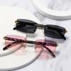 Gradient Eyewear Fashion Shades Rimless Rectangle Sunglasses Punk Sunglasses Driving Sun Glasses