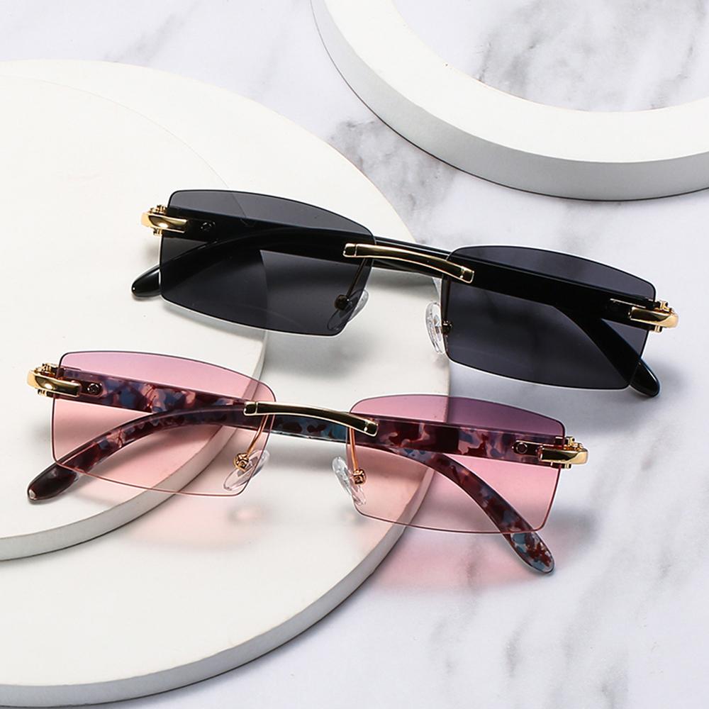 UV400 Eyewear Punk Sunglasses Driving Sun Glasses Fashion Shades Rimless Rectangle Sunglasses