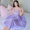 Женская ночная рубашка Ice Silk с V-образным вырезом - сексуальная летняя пижама