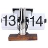Flip Desk Clock Auto Retro Wood Base Easy To Read 24 Hours Mechanical Flip Clock for Living Room