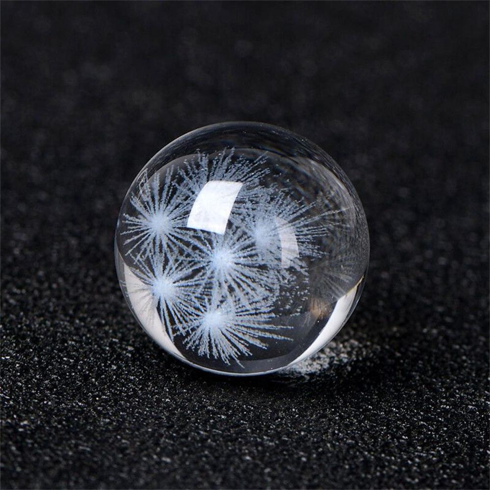 20mm Inner Carving 3D Snow Mountain Dandelion Galaxy Crystal Ball Art Clear K9 Glass Bead Figurine