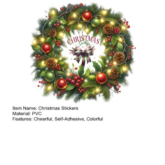 Рождественский шар Венок Бант Наклейки на стену Съемные ПВХ наклейки для гостиной спальни Самоклеящийся праздничный декор