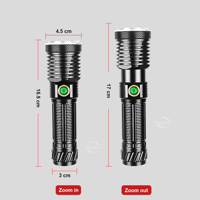 Светодиодные фонари высокой мощности 2000 м, телескопический зум, сильный прожектор и большой прожектор, питание от батареи 18650 26650