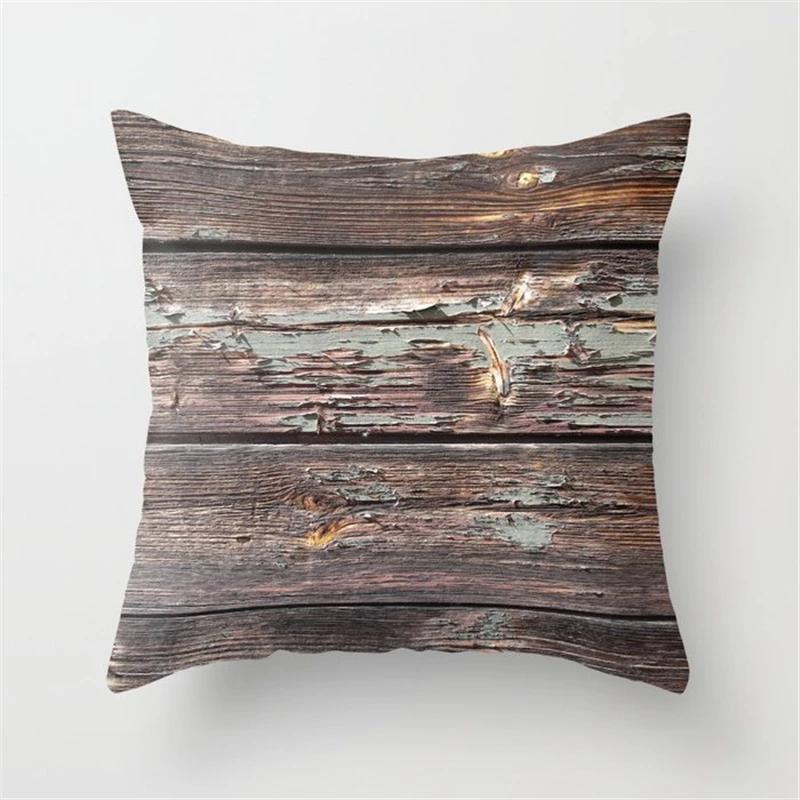 Подушка для дивана в фермерском стиле с рисунком под дерево и мрамором, модная наволочка с геометрическим узором