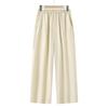 Women's Cotton-Linen Wide-Leg Mom Pants - Summer Lightweight, Loose-Fit, Nine-Point Length