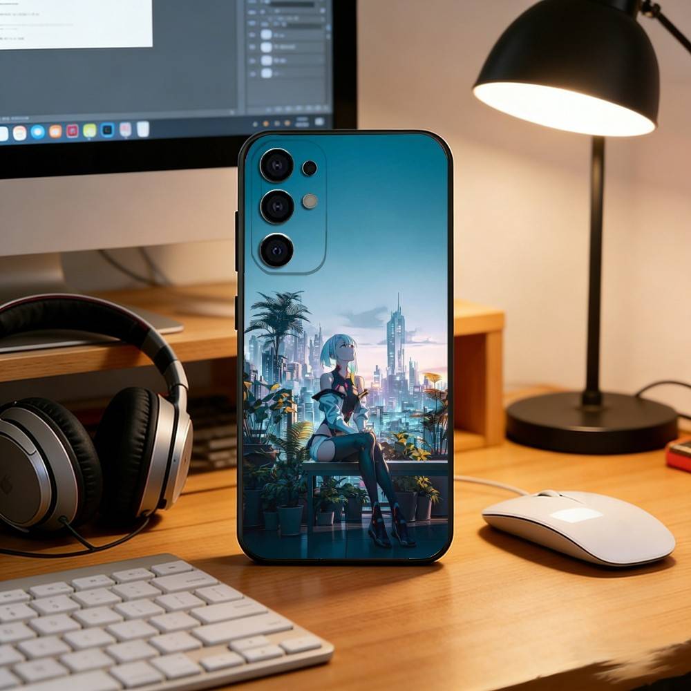 Anime C-Cyberpunk E-Edgerunners Phone Case For Samsung S25,S24,S21,S22,S23,S30,Ultra,S20,Plus,Fe,Soft Silicone Black Cover