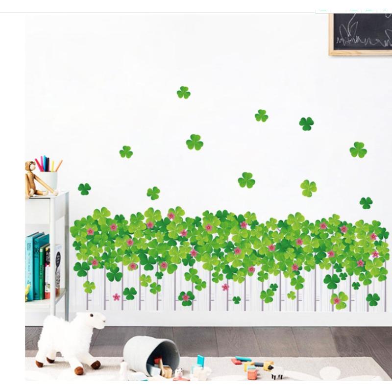 XH3021 Green Clover Grille Bedroom Living Room Background Decoration Removable Stickers