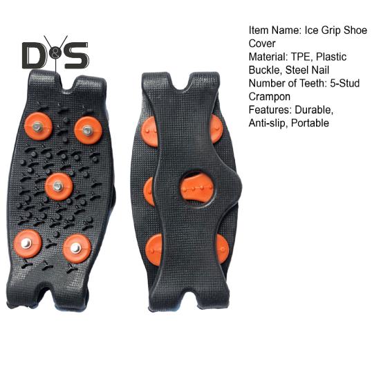 1 пара цепких захватов для льда, 5-шиповые снежные захваты, шипы для ботинок, противоскользящие кошки, чехол для лыжной обуви для походной обуви