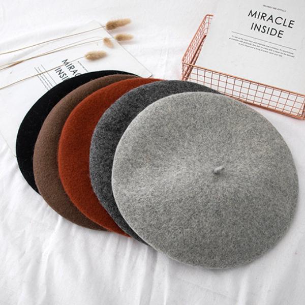 Женские шерстяные береты, утолщенные шапки в стиле ретро, однотонные теплые шапки с тыквой