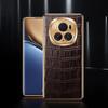 Чехол для мобильного телефона Honor Magic6 Pro 5G с крокодиловой текстурой из натуральной коровьей кожи + ТПУ + металлический чехол для телефона